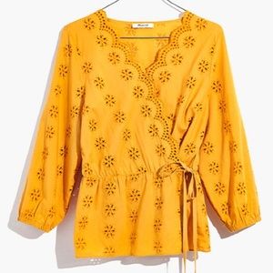 Madewell Scalloped eyelet wrap top